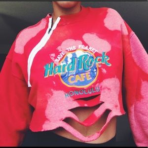 Vintage Hard Rock Cafe Zipper Distressed Top
